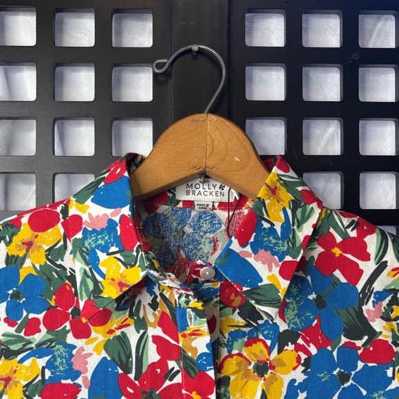 🌸 Molly Bracken Floral Front Tie, Button Blouse Colorful Women’s Small NWT 🌸 - Picture 3 of 14
